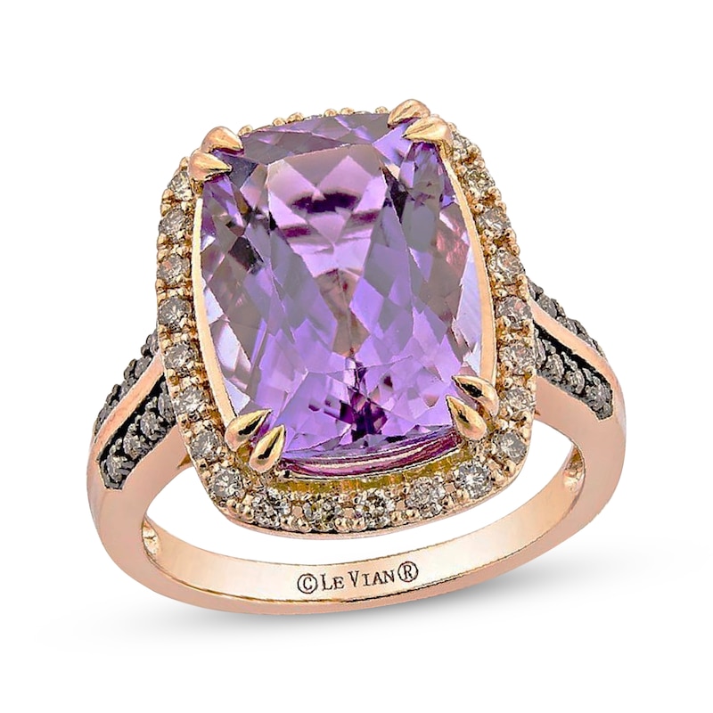 Le Vian Cushion-Cut Amethyst Ring 3/8 ct tw Diamonds 14K Strawberry Gold