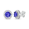 Thumbnail Image 0 of Tanzanite & White Topaz Halo Stud Earrings Sterling Silver