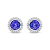 Thumbnail Image 2 of Tanzanite & White Topaz Halo Stud Earrings Sterling Silver