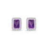 Thumbnail Image 2 of Octagon-Cut Amethyst & White Lab-Created Sapphire Stud Earrings Sterling Silver