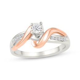 Diamond Swirl Fashion Ring 1/10 ct tw Sterling Silver & 10K Rose Gold