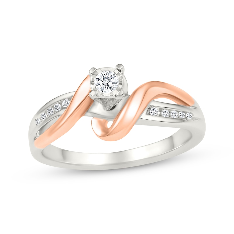 Diamond Swirl Fashion Ring 1/10 ct tw Sterling Silver & 10K Rose Gold