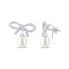 Thumbnail Image 3 of Cultured Pearl & White Lab-Created Sapphire Bow Drop Earrings Sterling Silver