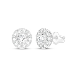 Lab-Grown Diamonds by KAY Halo Stud Earrings 2 ct tw 10K White Gold