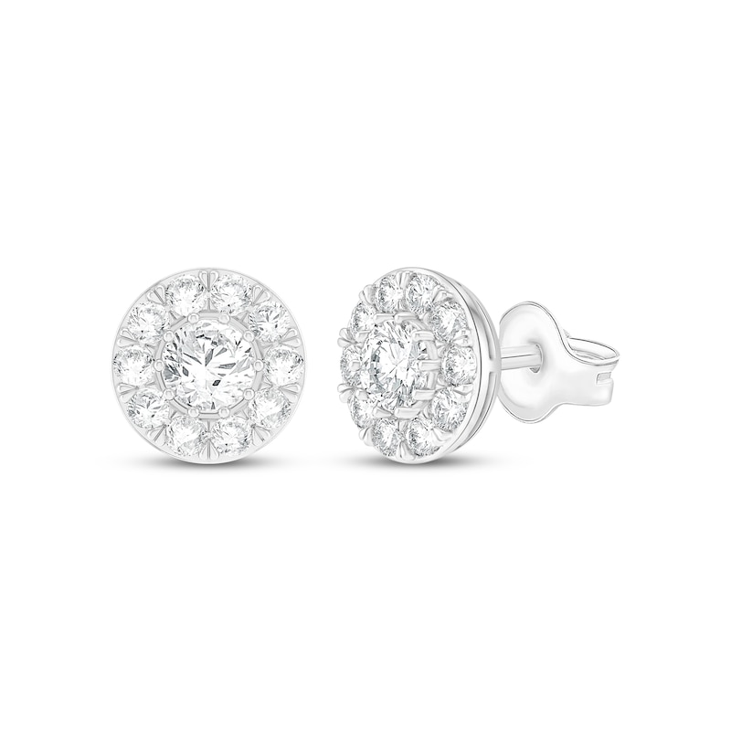 Main Image 1 of Lab-Grown Diamonds by KAY Halo Stud Earrings 2 ct tw 10K White Gold