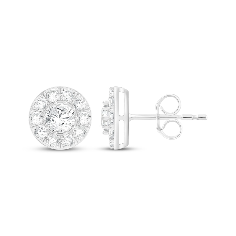 Main Image 3 of Lab-Grown Diamonds by KAY Halo Stud Earrings 2 ct tw 10K White Gold