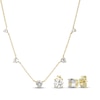 Thumbnail Image 1 of White Lab-Created Sapphire Station Necklace & Stud Earrings Gift Set 18K Yellow Gold-Plated Sterling Silver