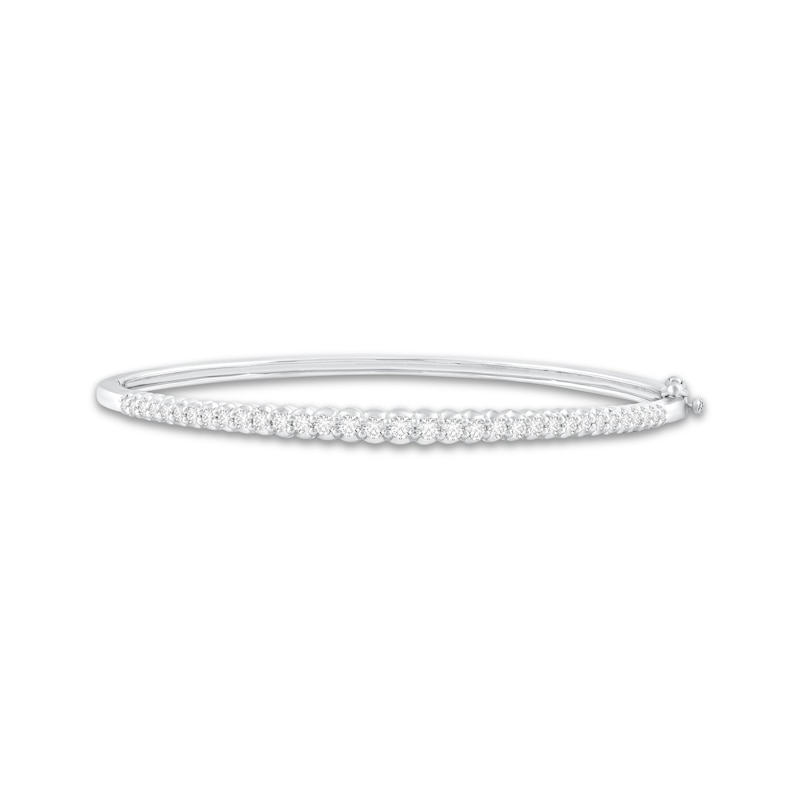 Main Image 1 of Diamond Graduated Bangle Bracelet 1 ct tw 14K White Gold 7&quot;