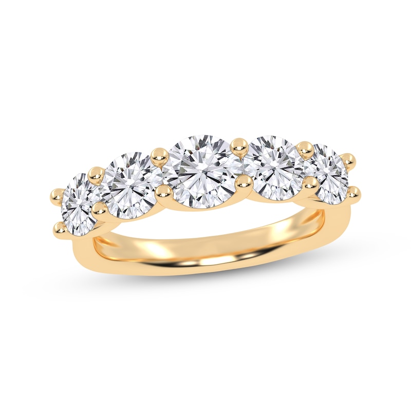 Main Image 1 of Lab-Grown Diamonds by KAY Graduated Five-Stone Anniversary Ring 2 ct tw 14K Yellow Gold