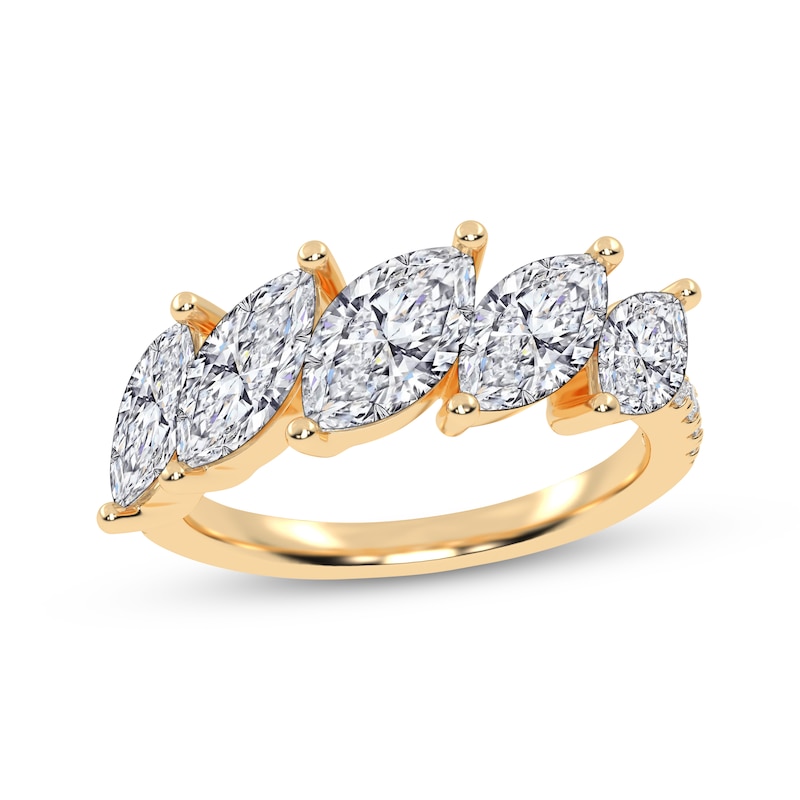 Main Image 1 of Lab-Grown Diamonds by KAY Marquise-Cut Tilted Ring 2 ct tw 14K Yellow Gold