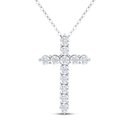 Diamond Cross Necklace 1/4 ct tw Sterling Silver 18&quot;