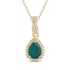 Thumbnail Image 1 of Pear-Shaped Natural Emerald & Diamond Necklace 1/10 ct tw 14K Yellow Gold 18&quot;