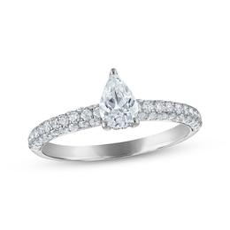 Adore Pear-Shaped Diamond Pavé Shank Engagement Ring 1 ct tw 14K White Gold