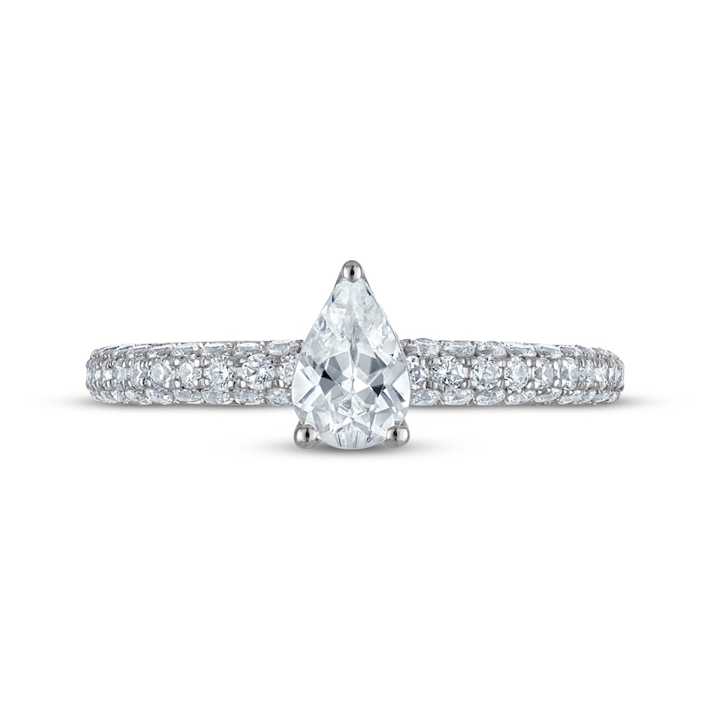 Main Image 3 of Pear-Shaped Diamond Pavé Shank Engagement Ring 1 ct tw 14K White Gold