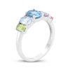 Thumbnail Image 2 of Oval-Cut Blue Topaz, Pink Topaz, Peridot & Light Amethyst Ring Sterling Silver