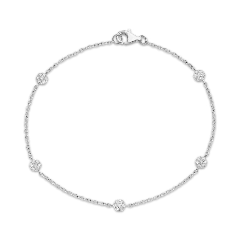 Main Image 1 of Multi-Diamond Station Bracelet 1/3 ct tw 14K White Gold 7&quot;