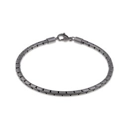 Men's Antique-Finish Snake Chain Bracelet 4mm Black Ion-Plated Hollow Stainless Steel 9&quot;