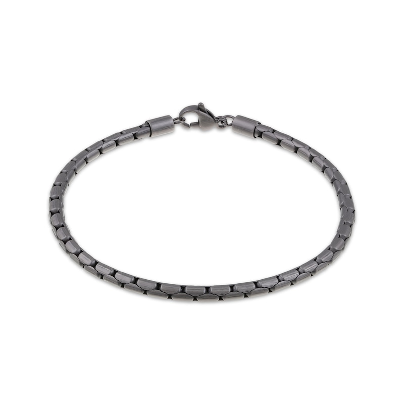 Main Image 1 of Men's Antique-Finish Snake Chain Bracelet 4mm Black Ion-Plated Stainless Steel 9&quot;