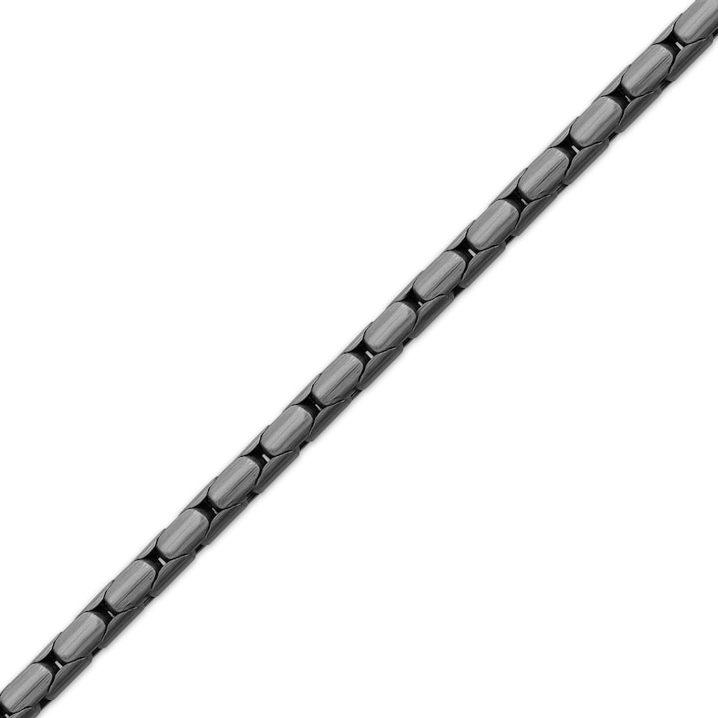 Main Image 3 of Men's Antique-Finish Snake Chain Bracelet 4mm Black Ion-Plated Stainless Steel 9&quot;