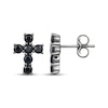 Thumbnail Image 3 of Men's Black Lab-Created Sapphire Cross Stud Earrings Antique Finished Sterling Silver