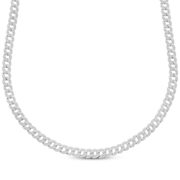 Men's Diamond Curb Chain Necklace 5/8 ct tw Sterling Silver 22&quot;