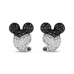 Disney Treasures Mickey Mouse Black & White Diamond Stud Earrings 1/10 ct tw Sterling Silver