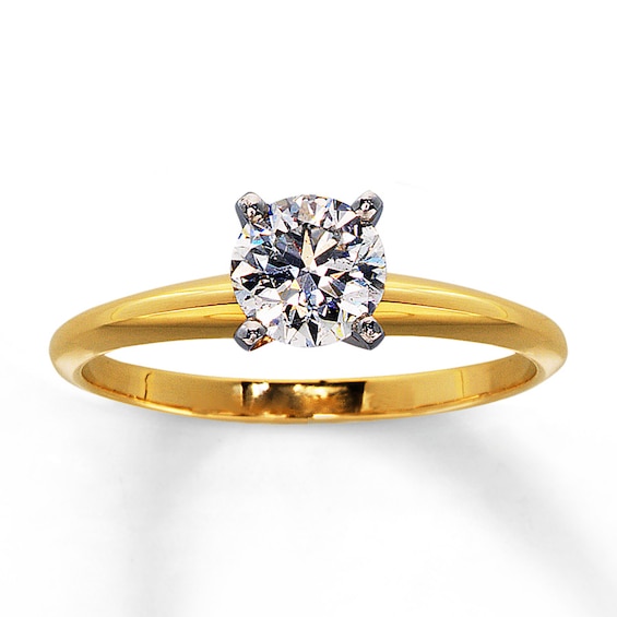 Diamond Solitaire Ring 3/4 carat Round-cut 14K Yellow Gold | Kay Outlet