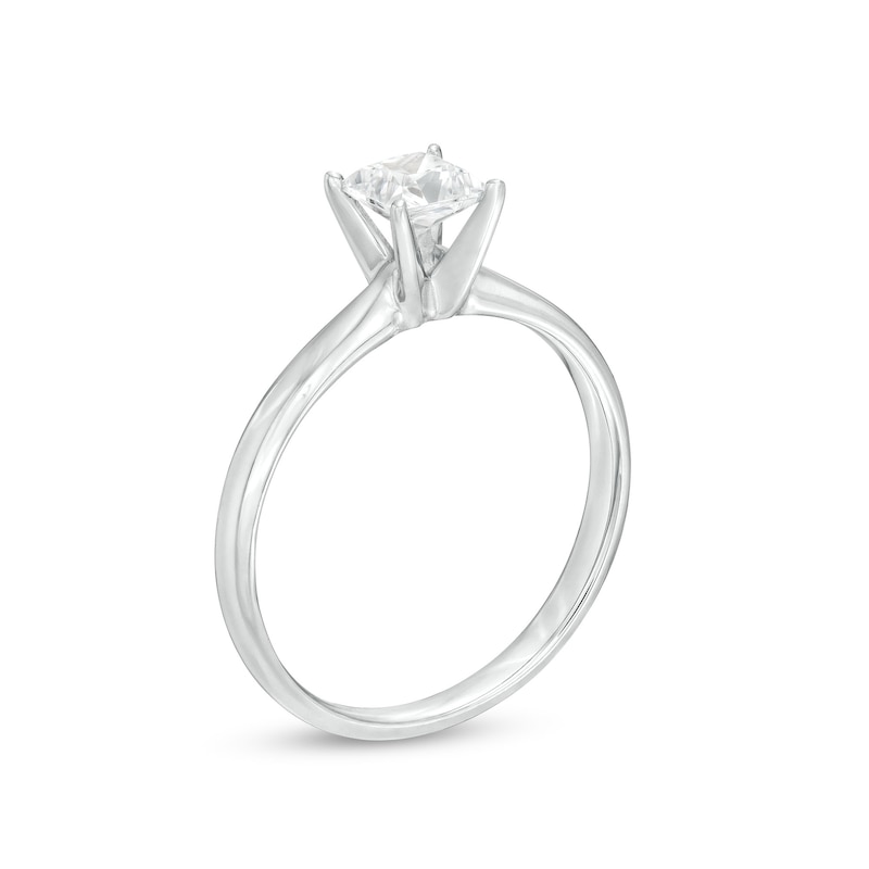 Diamond Solitaire Ring 1/2 carat Princess-cut 14K White Gold (J/I2)