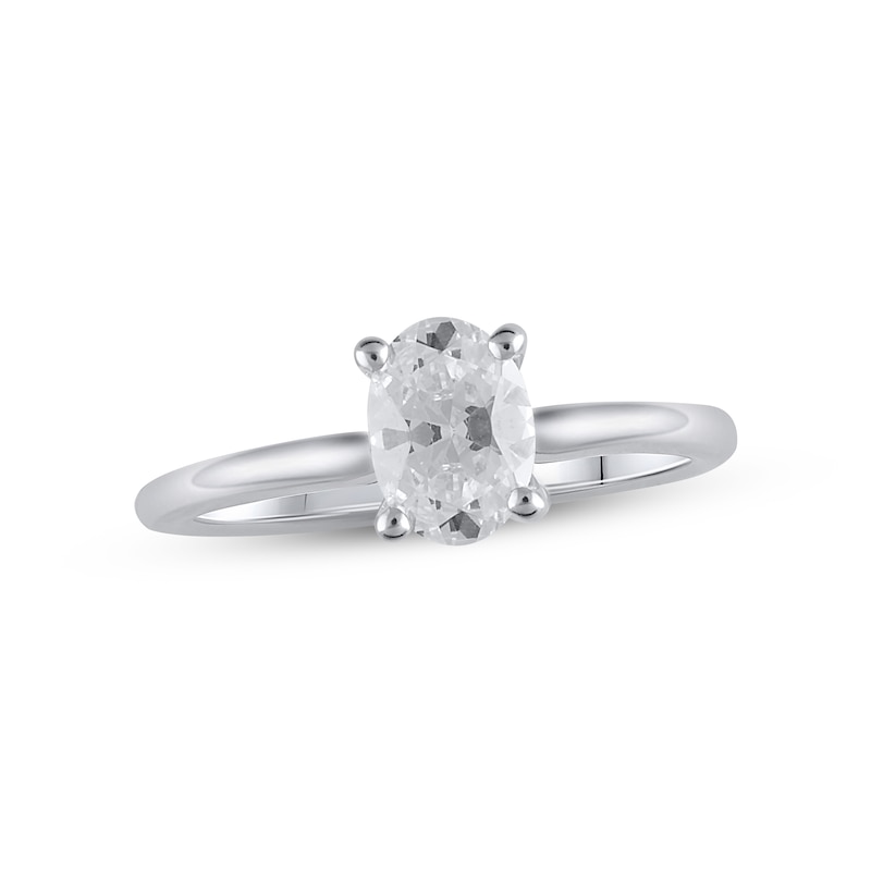 Main Image 1 of Lab-Created Diamonds by KAY Solitaire Ring 1 ct tw Oval-cut 14K White Gold (F/VS2)