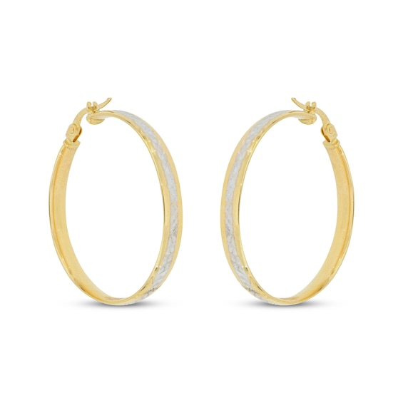 Diamond-Cut Hoop Earrings 14K Yellow Gold 30mm