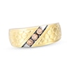 Thumbnail Image 1 of Men's Brown Diamond Pebbled Wedding Band 1/4 ct tw 10K Yellow Gold