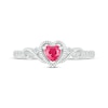 Thumbnail Image 4 of Heart-Shaped Lab-Created Ruby & White Lab-Created Sapphire Ring Sterling Silver