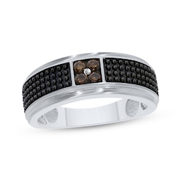 Men's Brown Diamond Wedding Band 1/5 ct tw 10K White Gold