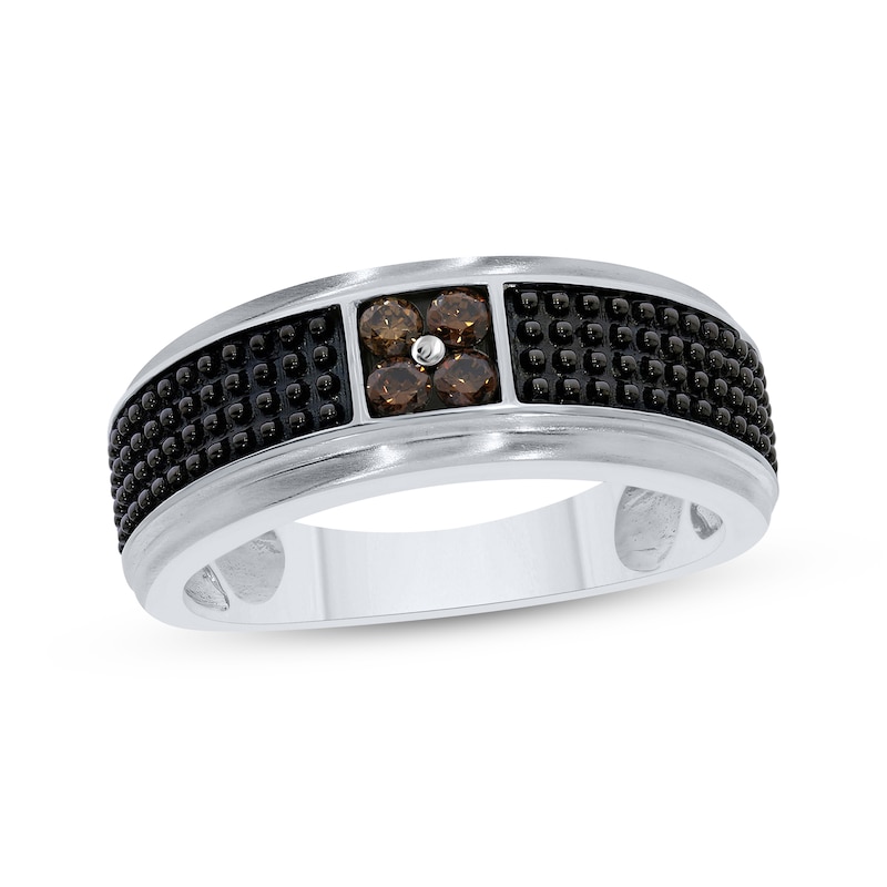 Main Image 1 of Men's Brown Diamond Wedding Band 1/5 ct tw 10K White Gold