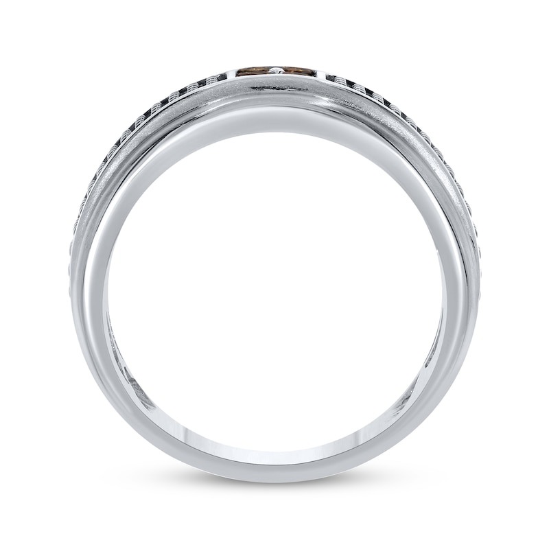 Main Image 2 of Men's Brown Diamond Wedding Band 1/5 ct tw 10K White Gold