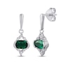 Thumbnail Image 1 of Lab-Created Emerald & White Lab-Created Sapphire Earrings Sterling Silver