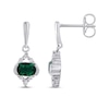 Thumbnail Image 3 of Lab-Created Emerald & White Lab-Created Sapphire Earrings Sterling Silver