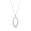 Thumbnail Image 1 of Diamond Oval Drop Necklace 1/2 ct tw 10K White Gold 18&quot;