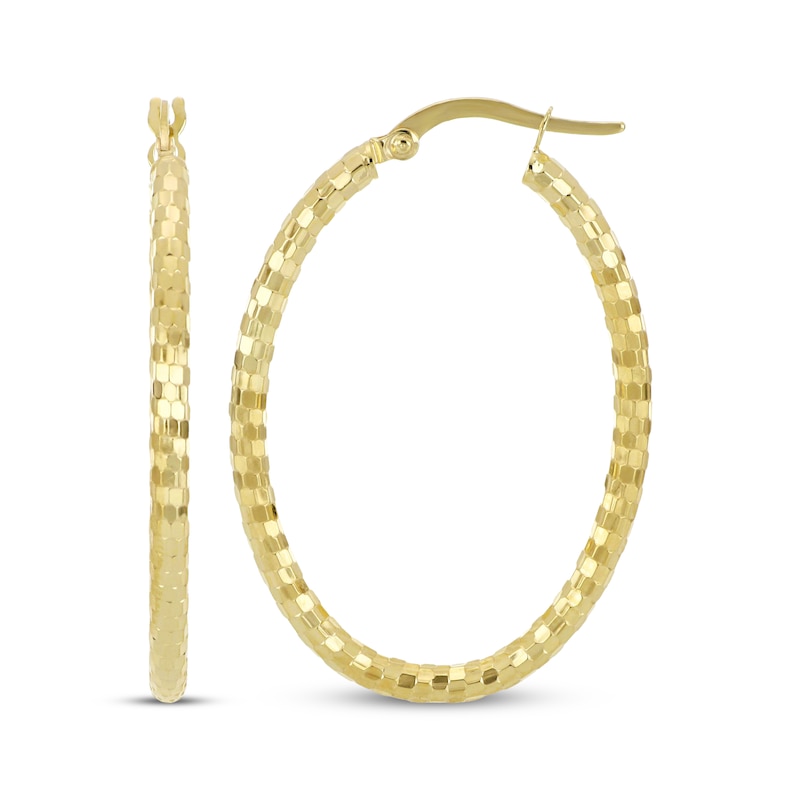 Italian Brilliance Diamond-Cut Disco Hoop Earrings 14K Yellow Gold 25mm