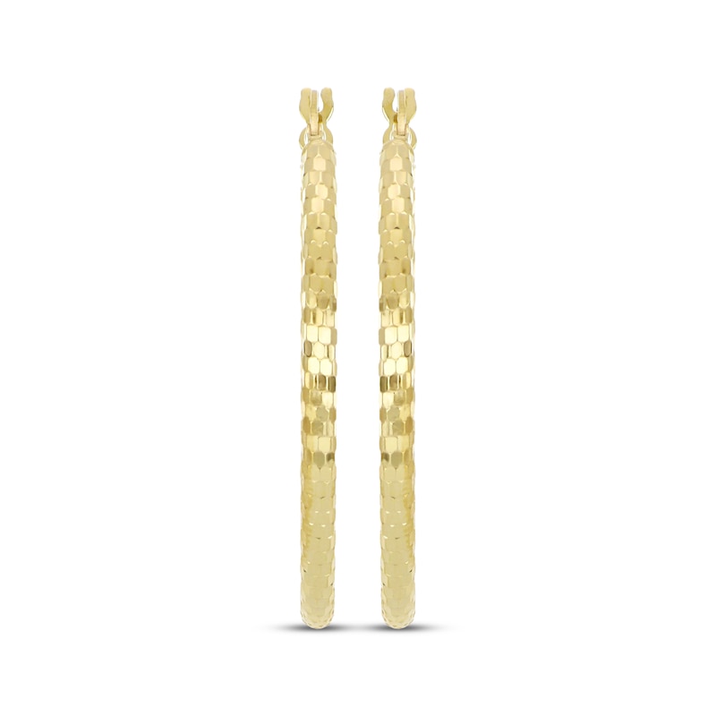 Italian Brilliance Diamond-Cut Disco Hoop Earrings 14K Yellow Gold 25mm