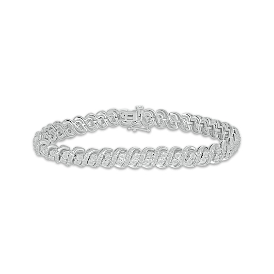 Diamond S-Link Bracelet 1 ct tw Sterling Silver 7.25"