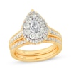 Thumbnail Image 1 of Pear-Shaped & Round-Cut Multi-Diamond Center Bridal Set 1-1/2 ct tw 14K Yellow Gold