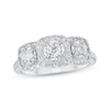 Thumbnail Image 1 of Diamond Three-Stone Halo Engagement Ring 5/8 ct tw 10K White Gold