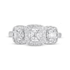 Thumbnail Image 3 of Diamond Three-Stone Halo Engagement Ring 5/8 ct tw 10K White Gold