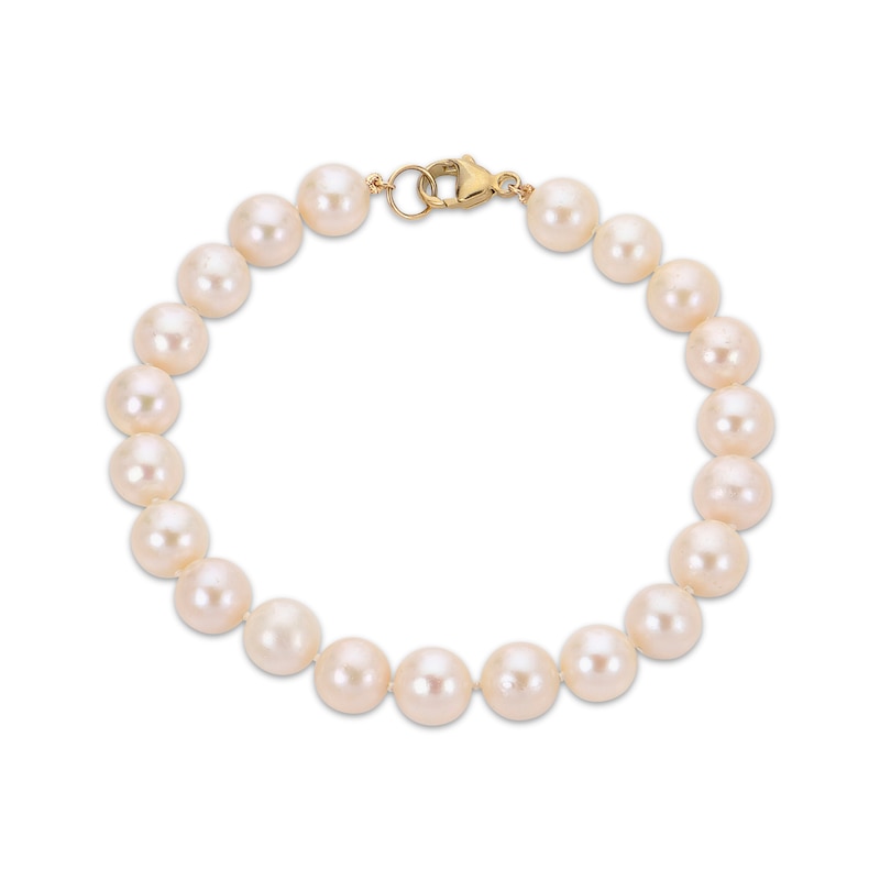 Main Image 1 of Men's Cultured Pearl Strand Bracelet 9.3mm 14K Yellow Gold 8.5&quot;