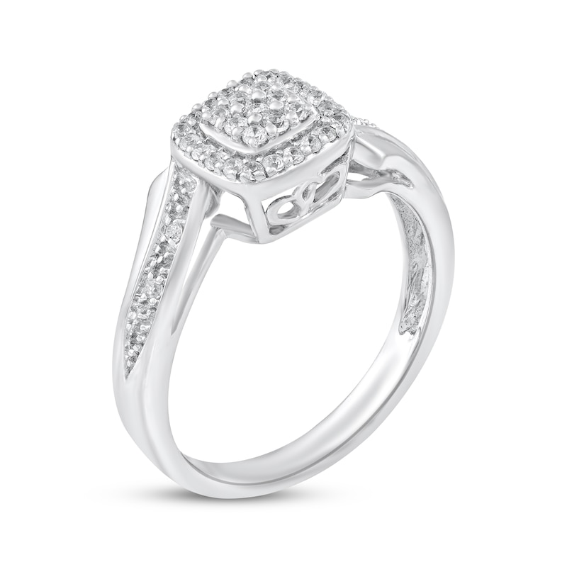 Main Image 2 of Multi-Diamond Cushion Halo Fashion Ring 1/6 ct tw Sterling Silver