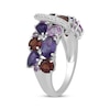Thumbnail Image 1 of Multi-Shape Garnet, Amethyst, Pink & White Lab-Created Sapphire Loop Ring Sterling Silver