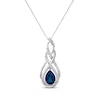 Thumbnail Image 1 of Pear-Shaped Blue Lab-Created Sapphire & White Lab-Created Sapphire Twist Necklace Sterling Silver 18&quot;