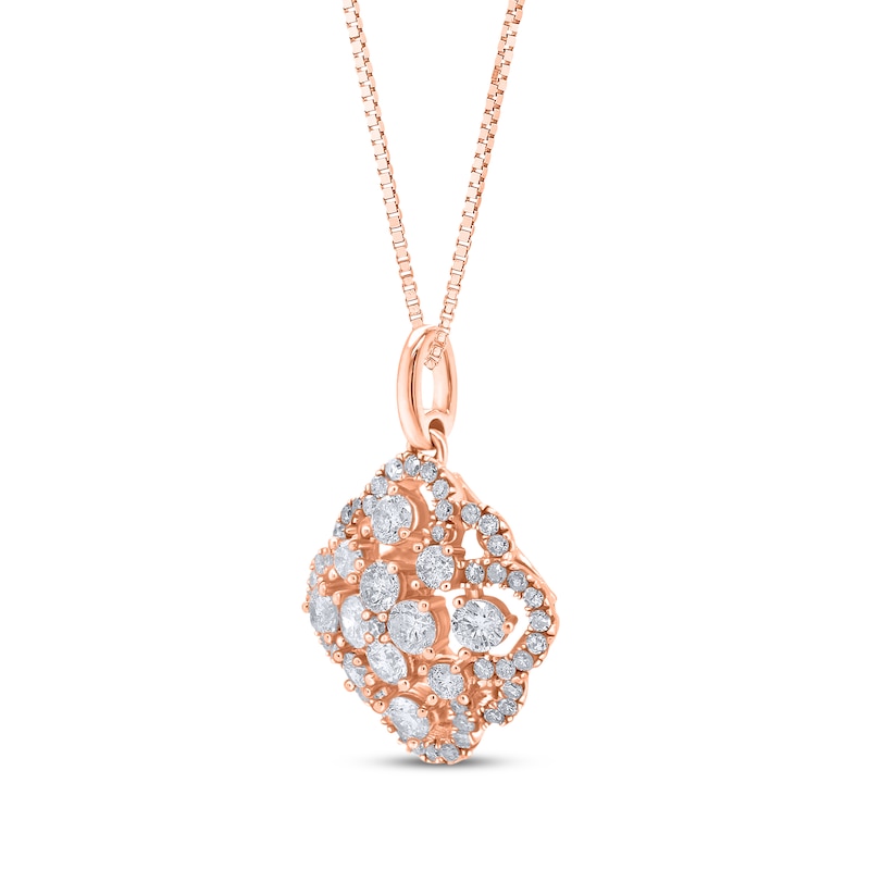 Main Image 2 of Diamond Scalloped Cluster Necklace 3/4 ct tw 14K Rose Gold 18&quot;