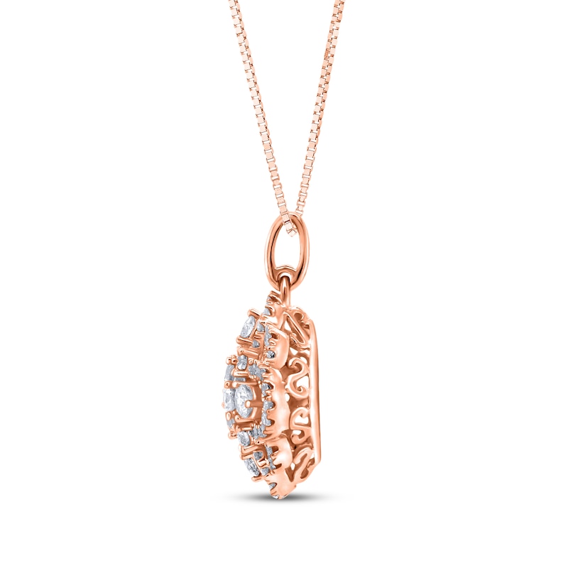 Main Image 3 of Diamond Scalloped Cluster Necklace 3/4 ct tw 14K Rose Gold 18&quot;